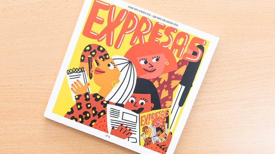 Portada de la primera revista de &quot;Expresas&quot;, con ilustración de CACHETEJACK