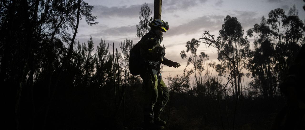 Labores de enfriamiento en Ravelo del incendio de Tenerife