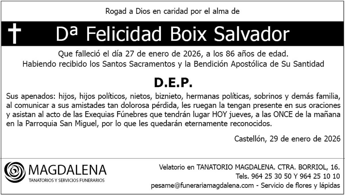 Dª Felicidad Boix Salvador