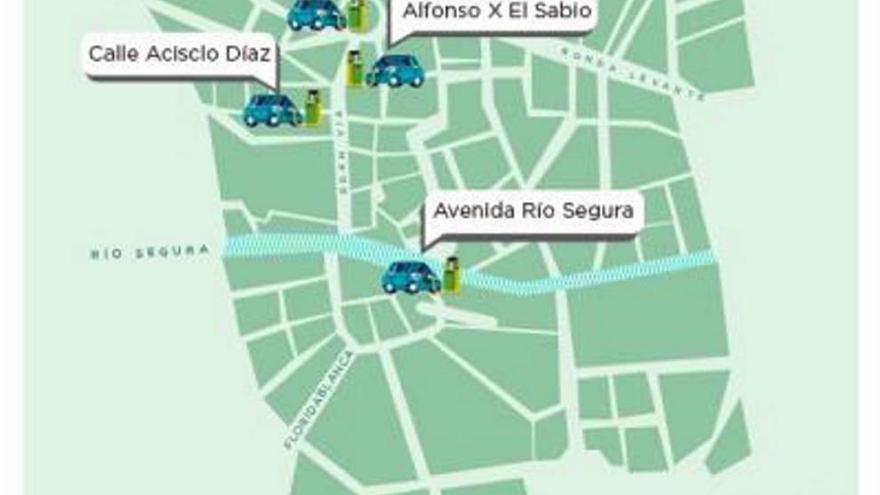 Las ubicaciones de los cinco puntos gratis de recarga en la capital.