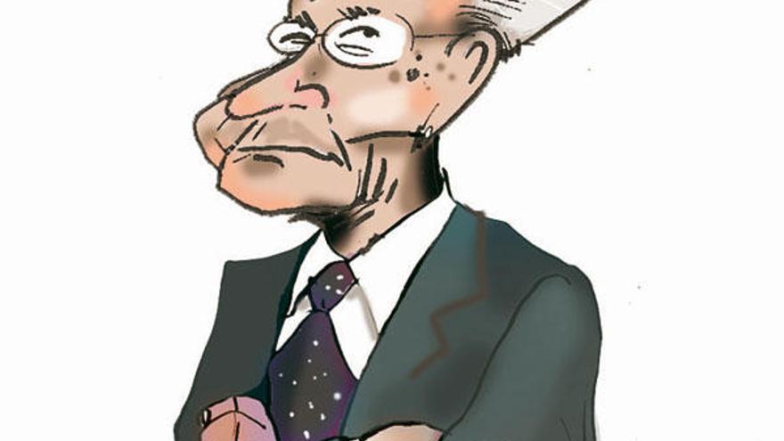 Julio Fernández Gayoso caricaturizado.