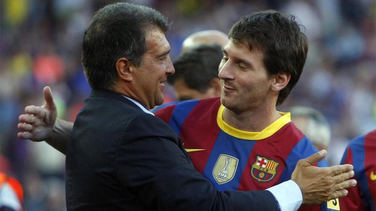 Joan Laporta y Leo Messi en una imagen de 2010