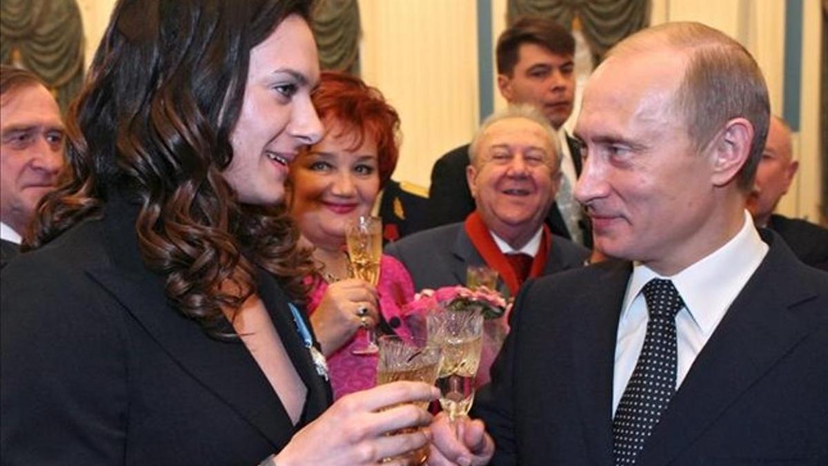 Isinbayeva, con el presidente ruso Vladimir Putin