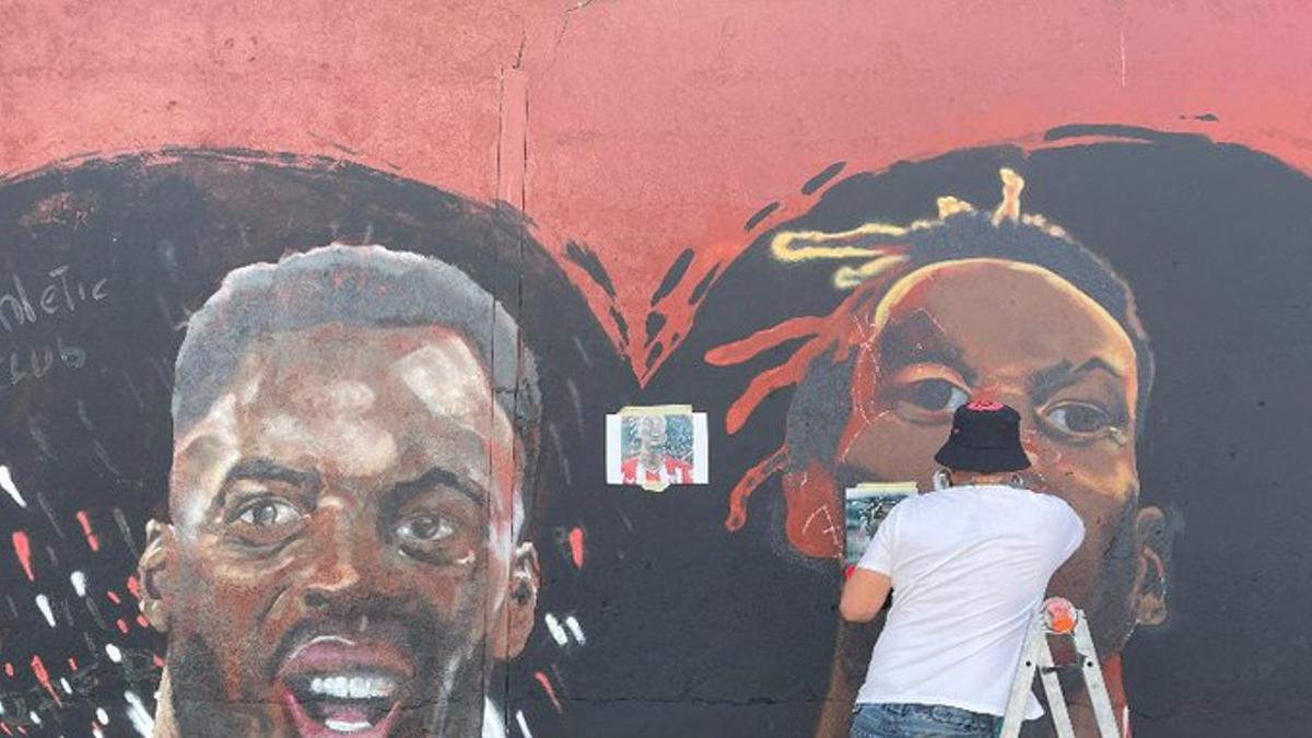 Acto vandálico a la imagen de Nico Williams en un mural de Barakaldo