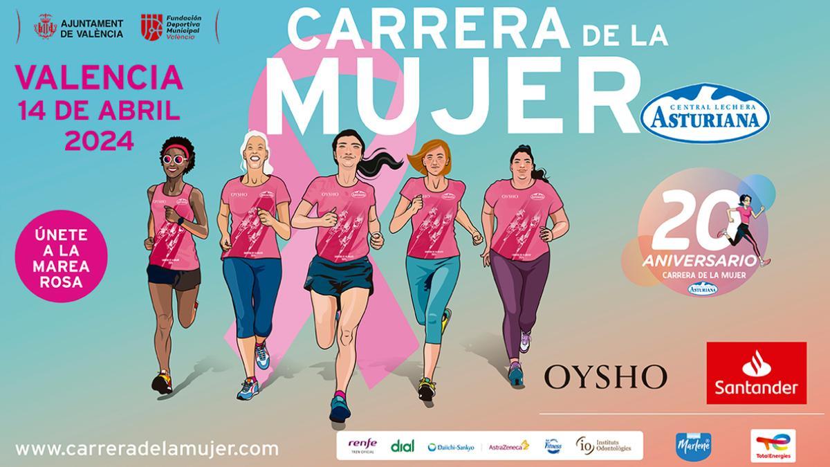 Cartel de la Carrera de la Mujer Central Lechera Asturiana en Valencia.