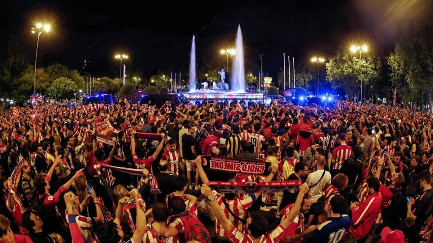 La celebración de la afición del Atlético de Madrid