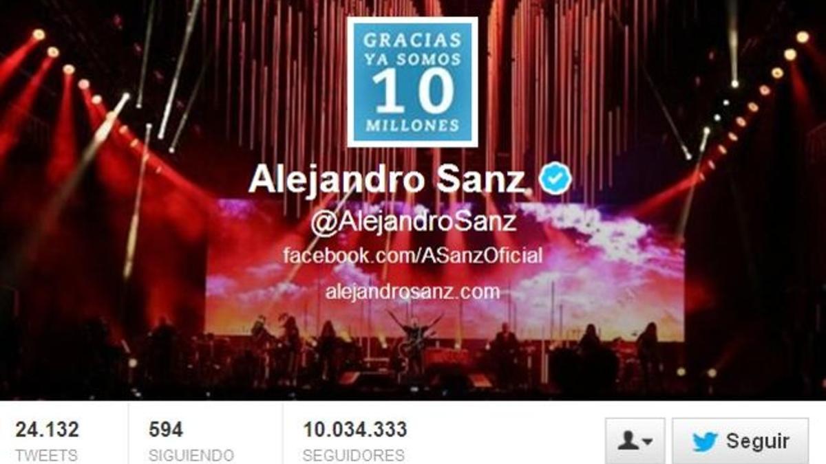 El cantante madrileño Alejandro Sanz es el famoso español con más seguidores.