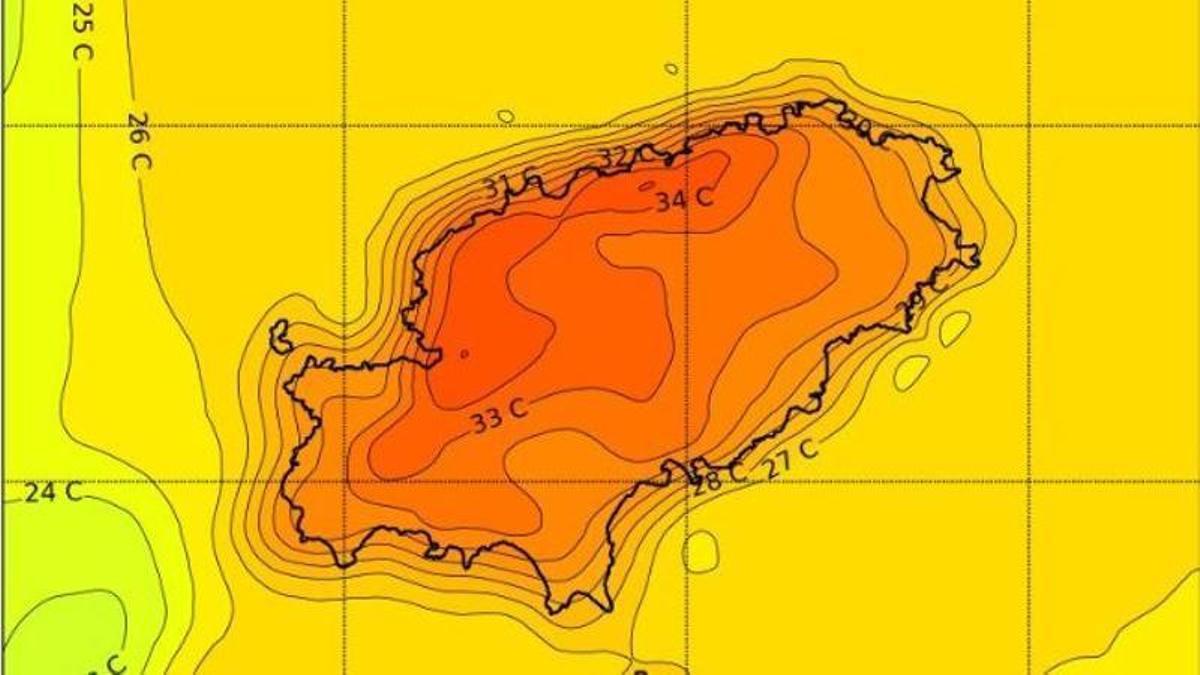 Mapa de temperaturas de la Aemet.