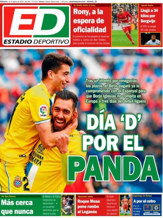 Portada ESTADIO DEPORTIVO miércoles 14 agosto 2019