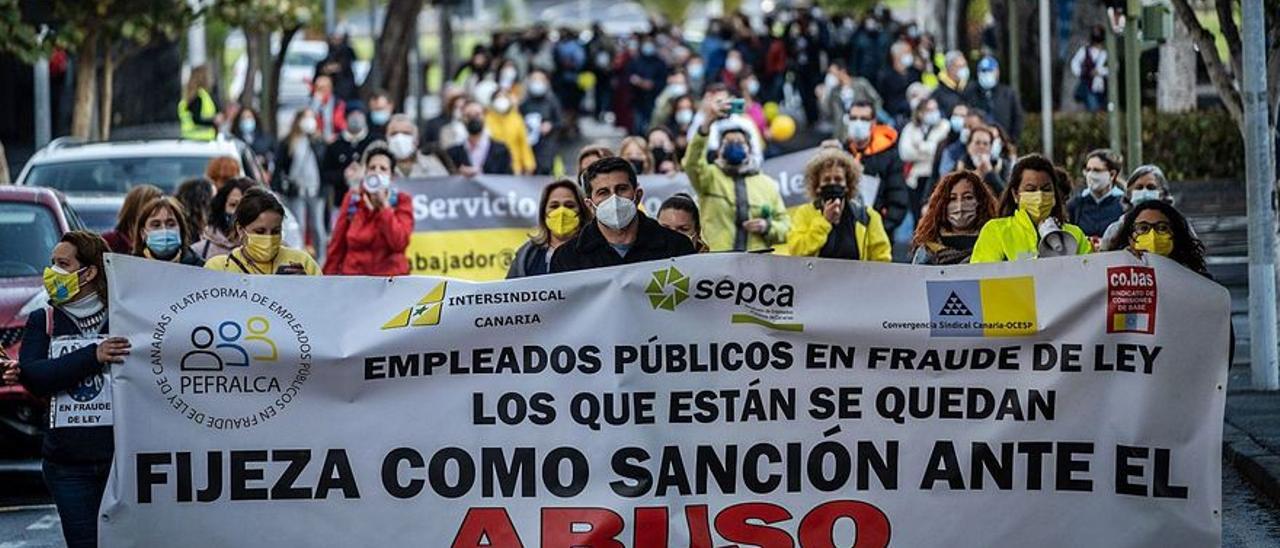 Protesta de interinos en Canarias.