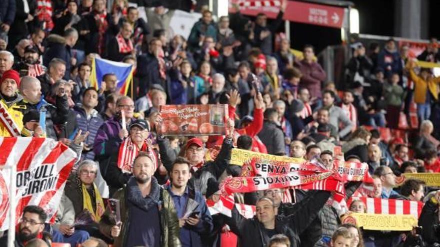 L&#039;afició del Girona, en el partit d&#039;aquesta temporada a Montilivi contra el Leganés.