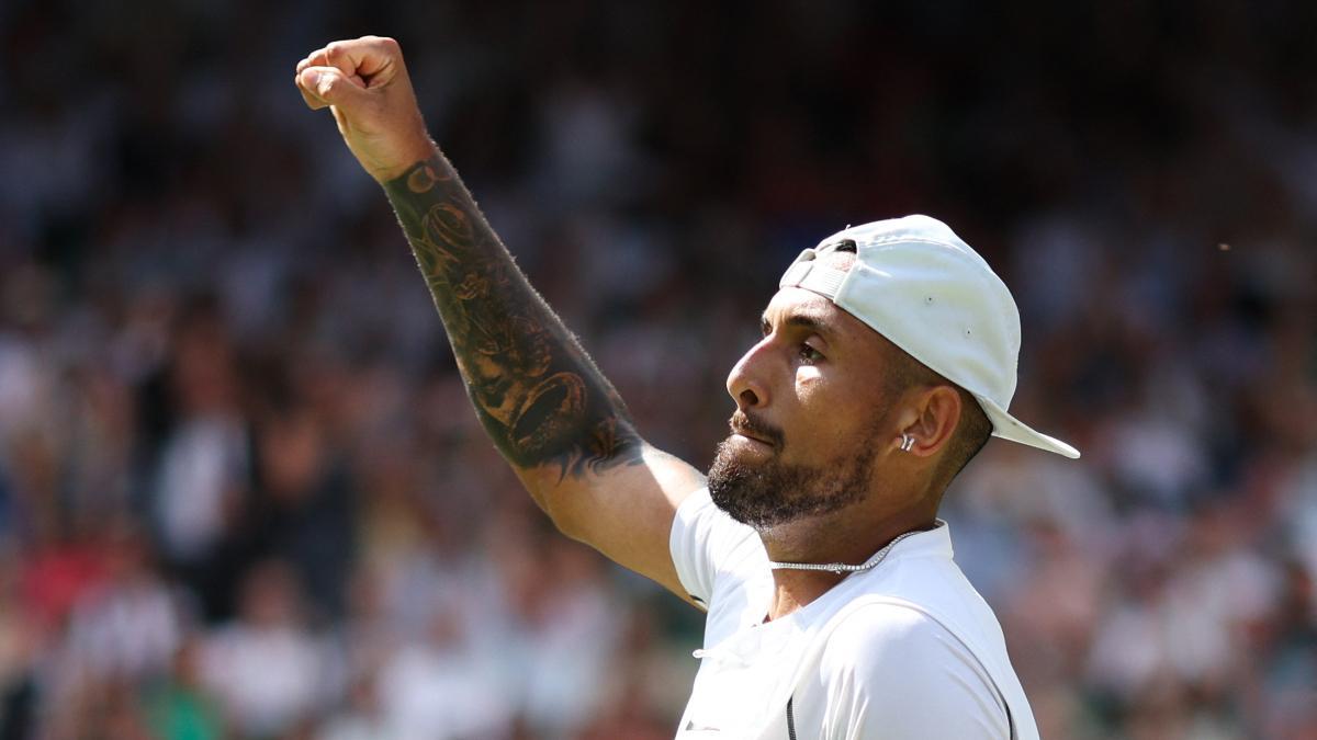 Kyrgios celebra un punto durante la final