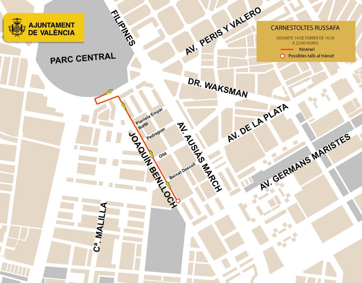 Ordenación del tráfico para el Carnaval de Russafa.