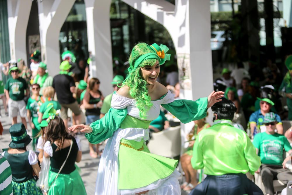 Cientos de turistas y vecinos celebran la fiesta nacional irlandesa y tiñen las calles de verde