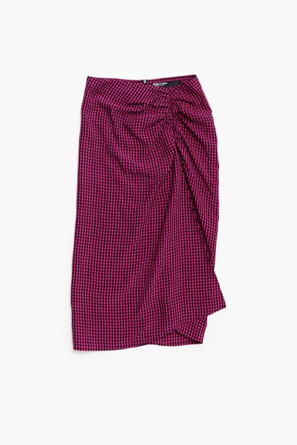 Falda midi vichy fucsia de Bimba y Lola