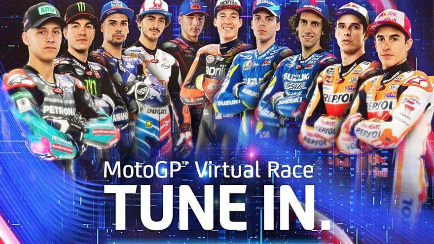 Cartel de presentación de la carrera virtual de MotoGP que se celebra el domingo.