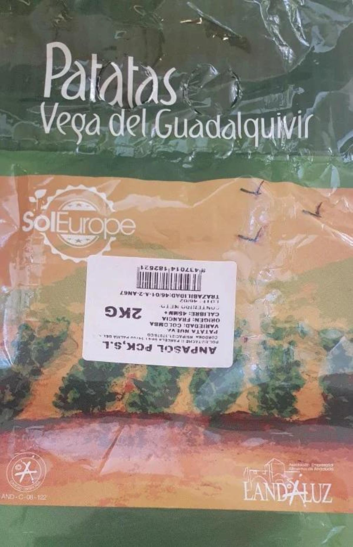 Envase de la marca 'Patatas Vega del Guadalquivir'.