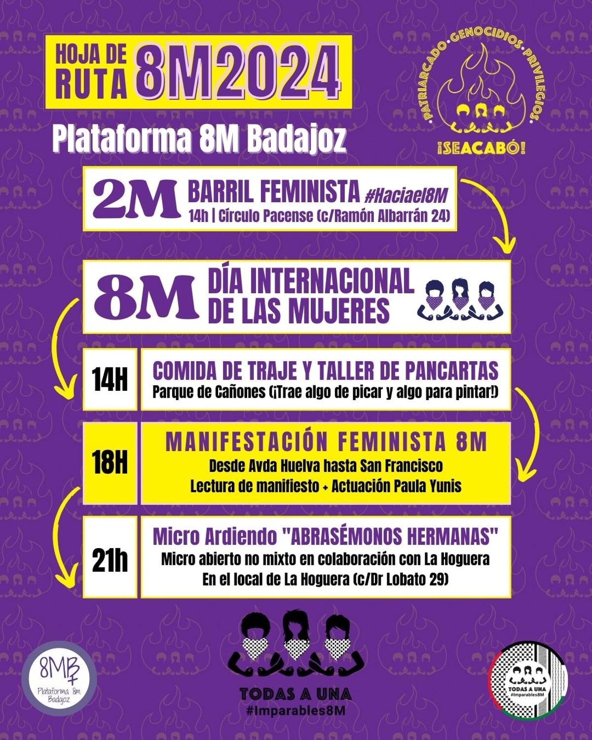 Cartel con los actos del 8M