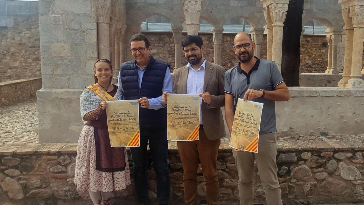 La presentació de la festa amb la pubilla de les comarques gironines, l&#039;alcalde de Peralada, el president del Foment, el regidor de Cultura de Peralada