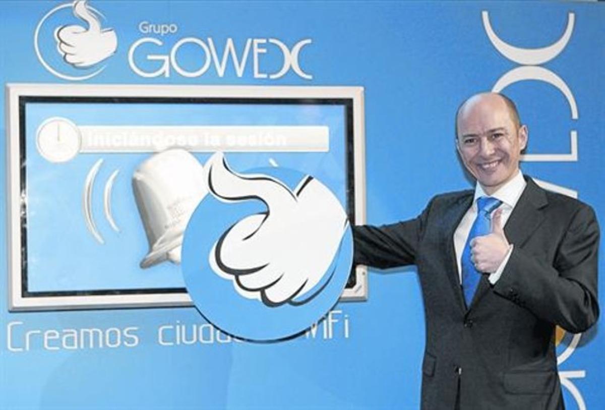 Jenaro García, durant la sortida a cotitzar de Gowex al MAB. Jenaro García, durant la sortida a cotitzar de Gowex al MAB.