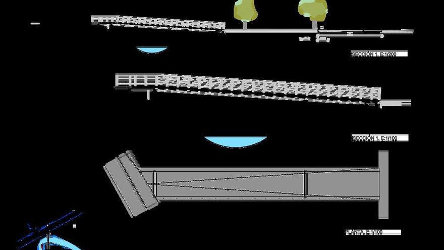 Planos de la futura pasarela sobre el río Zamáns. // Concello de Gondomar