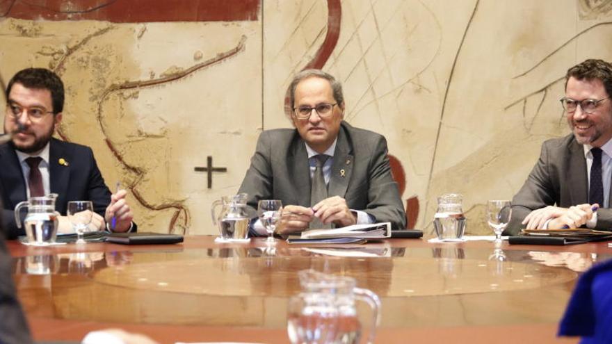 El President Quim Torra acompanyat del vicepresident Pere Aragonès