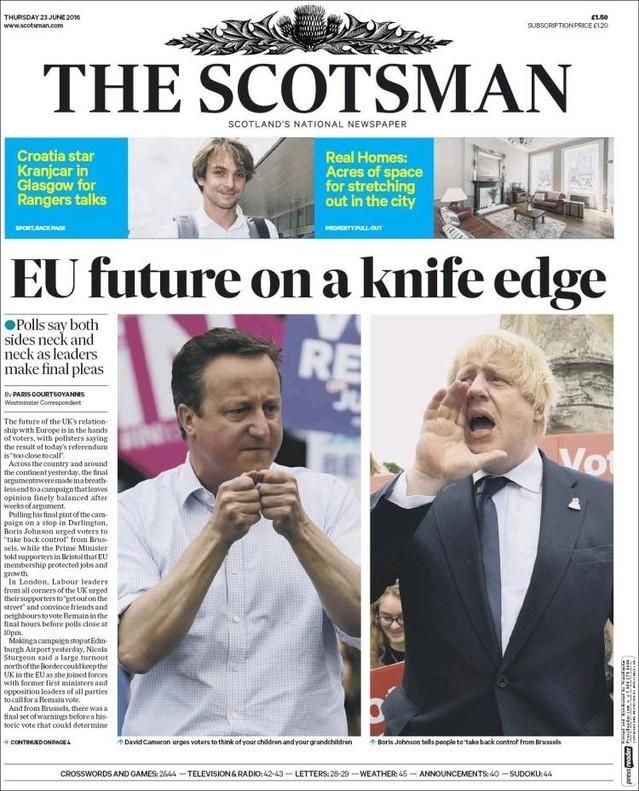 Portadas de los medios británicos sobre el 'brexit'