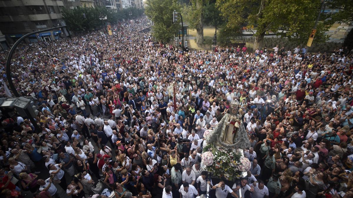 La Fuensanta abandona este jueves su santuario para recorrer las calles de Murcia