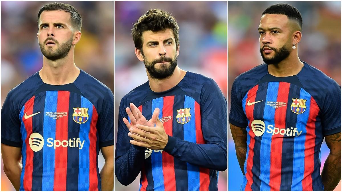 Miralem Pjanic, Gerard Piqué y Memphis Depay