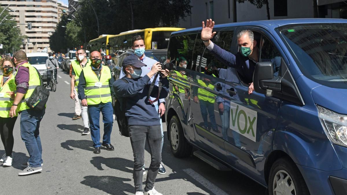 Javier Ortega Smith, en la marcha de Vox en Murcia.