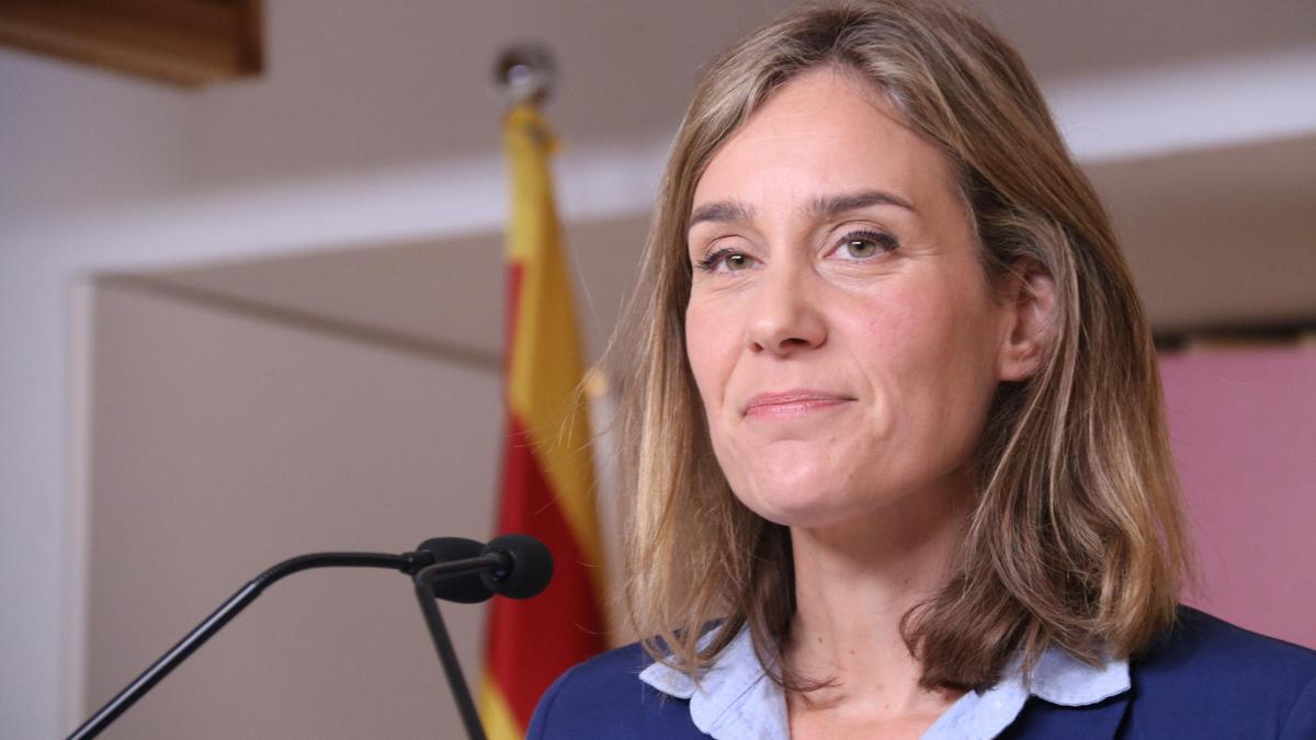 La candidata de Comuns Sumar a presidenta de la Generalitat, Jéssica Albiach, en roda de premsa