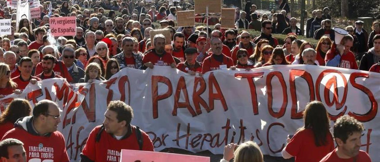 Una manifestación en Madrid reclamando tratamientos para todos.