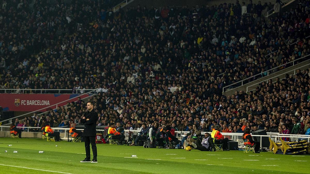 Xavi, en el Barça-Villarreal del pasado 27 de enero cuando anuncio su marcha tras la derrota en Montjuïc (3-5).