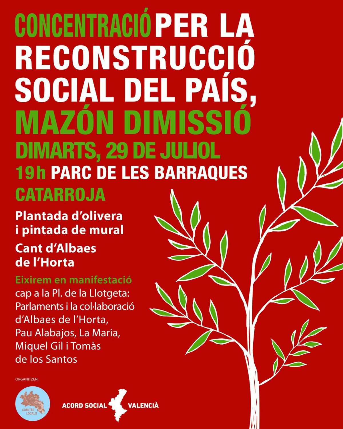 Cartel de la manifestación contra Mazón del mes de julio en Catarroja