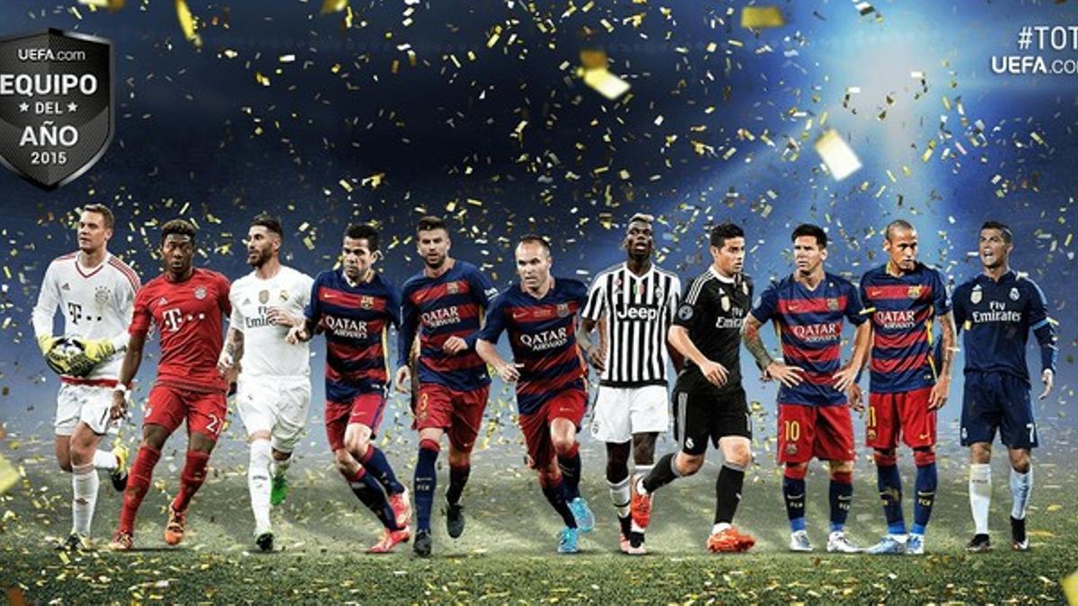 El once elegido por los internautas de la web de la UEFA.