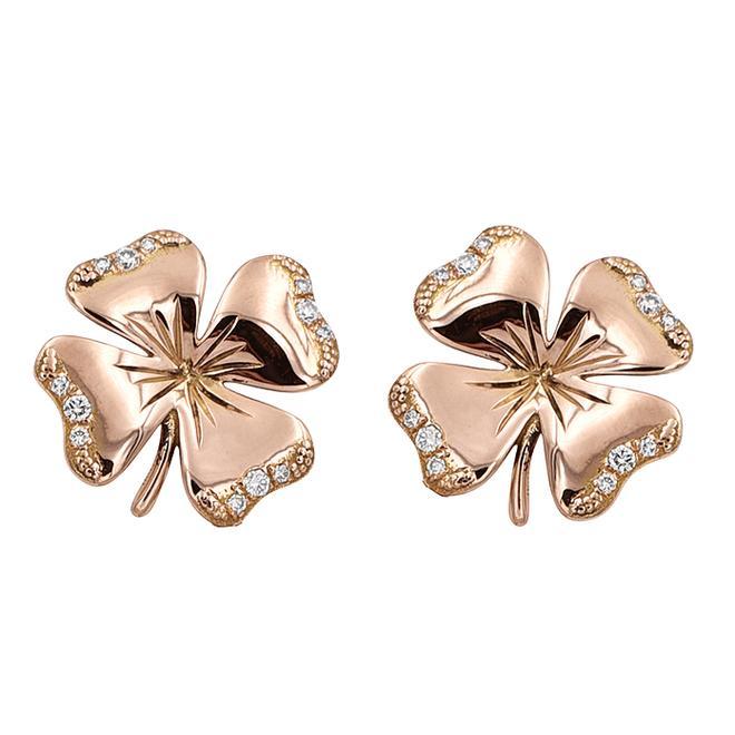 Pendientes trébol en oro rosa