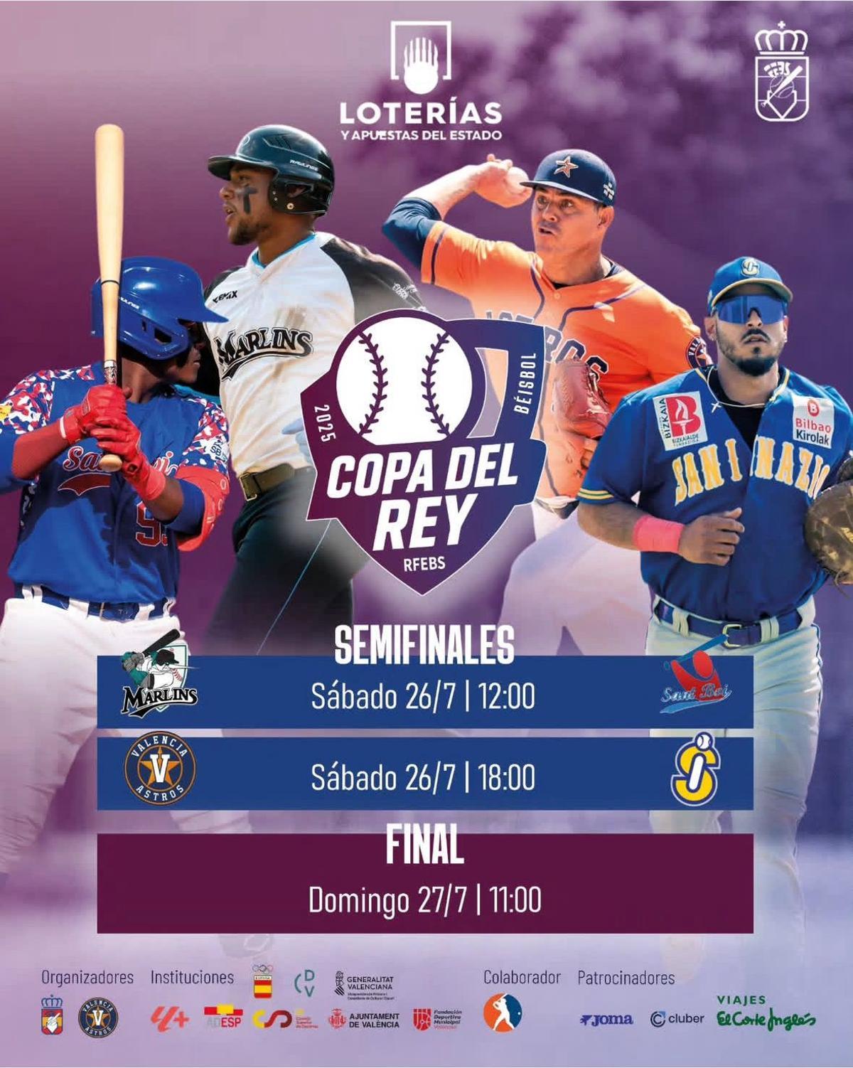 Cartel anunciador de la Copa del Rey de Béisbol en Valencia.