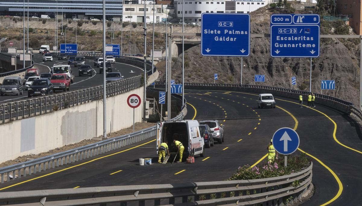 Puente del Guiniguada acabado de señalización para apertura al tráfico