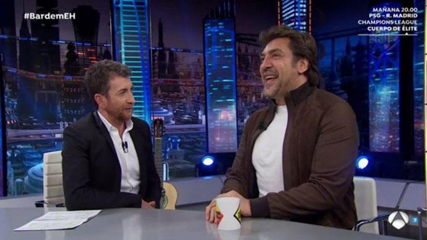 Javier Bardem, con Pablo Motos en &#039;El Hormiguero&#039;.