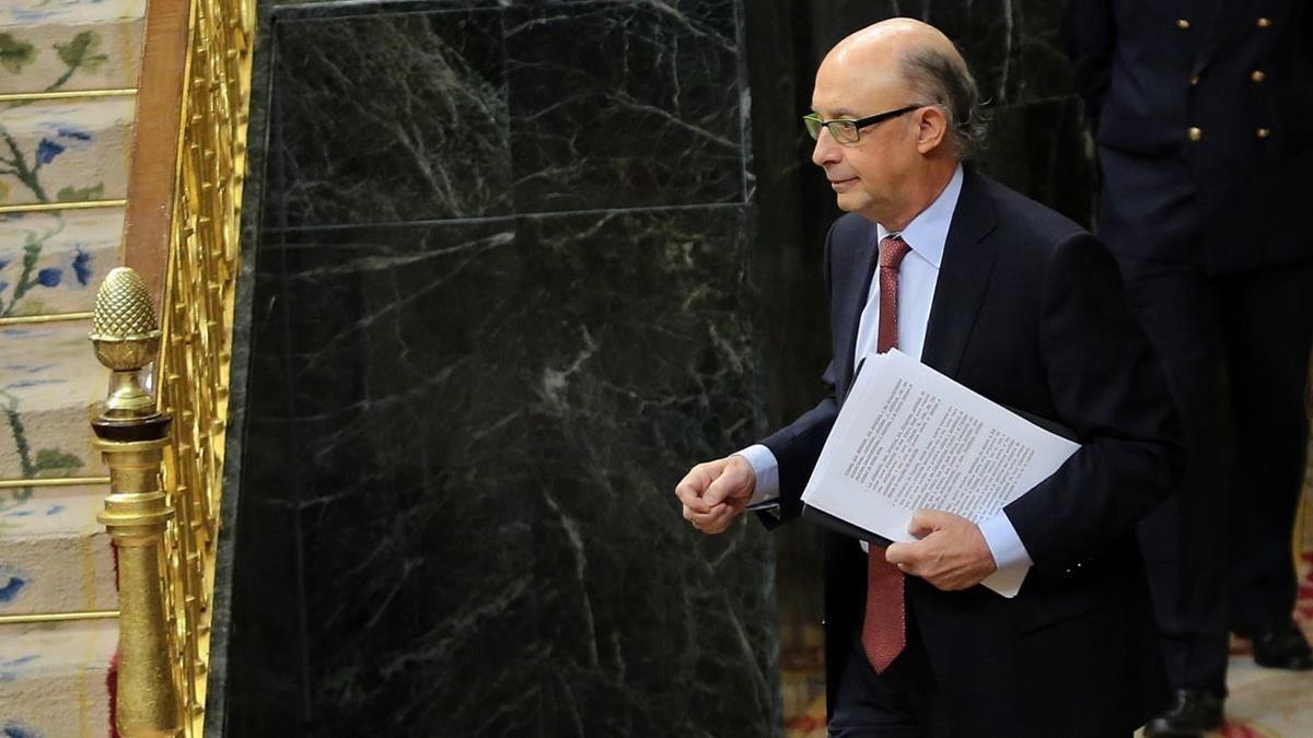 El ministro de Hacienda, Cristobal Montoro, esta mañana en el Congreso.