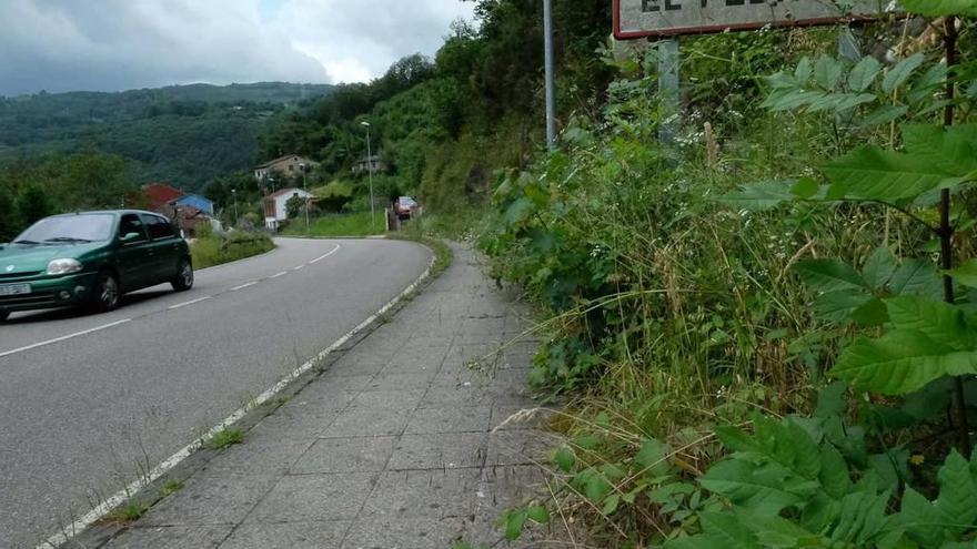 La acera que une el valle de Cenera, a la altura de El Pedroso.