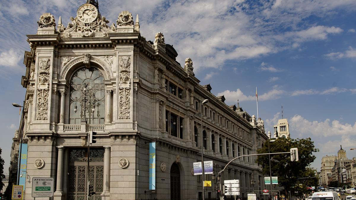 Fachada del edificio del Banco de España en Madrid.