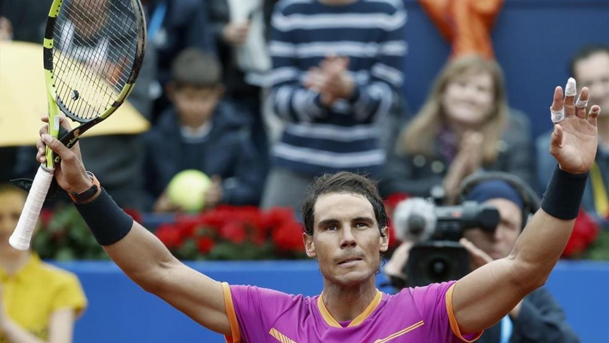 Nadal celebra la primera victoria de este año en el Open Banc Sabadell