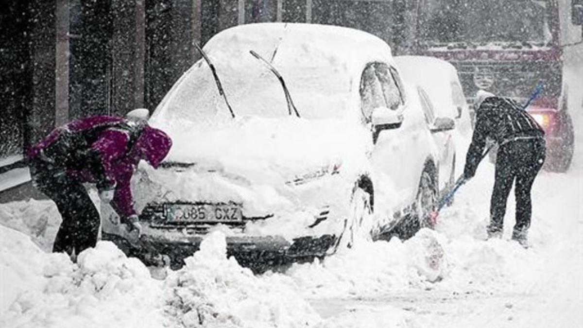 Temporal de nieve cerca de la estación de Soldeu, en Andorra.