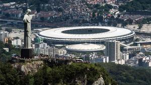El estadio de Maracaná, visto desde las alturas.