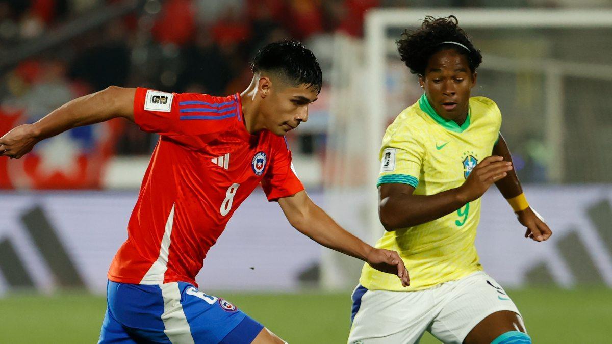 Endrick en su úlitma actuación con Brasil ante Chile