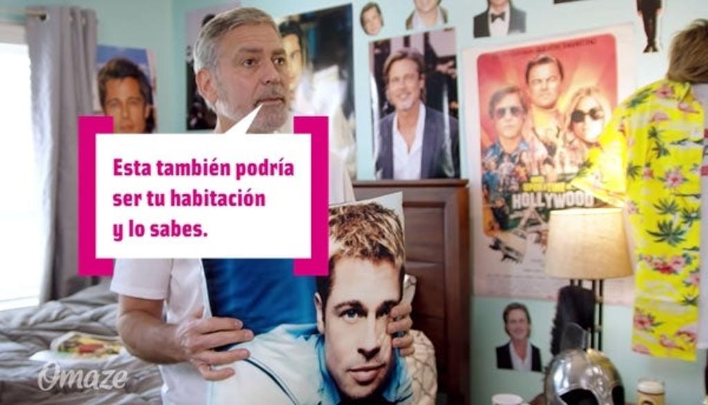 George Clooney con cojín de Brad Pitt