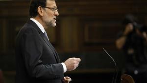 Rajoy, durant el debat sobre l’estat de la nació.