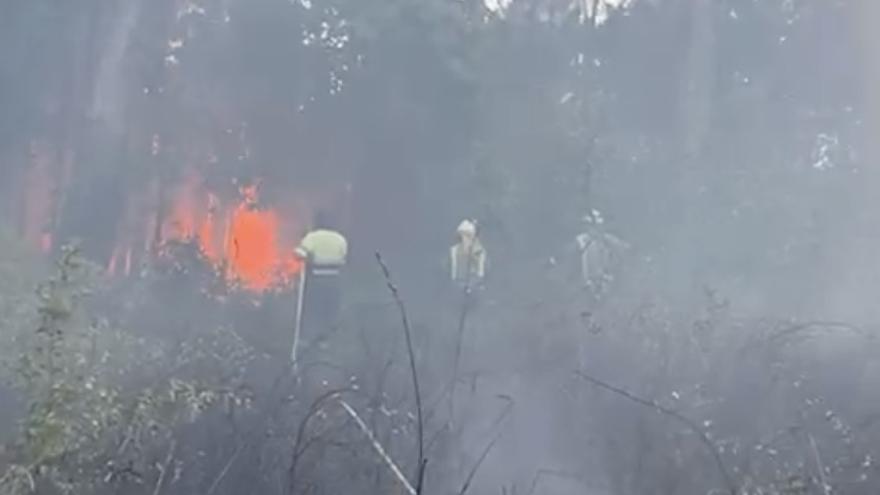 Miembros de las brigadas anti-incendios trabajando en uno de los focos más activos.