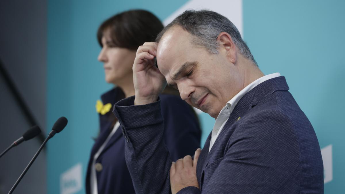 La presidenta de Junts, Laura Borràs, y el secretario general del partido, Jordi Turull.